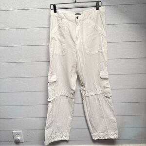 Supplies | Lightweight White Wide Leg Utility Cargo Pants | Size 10 / 30W